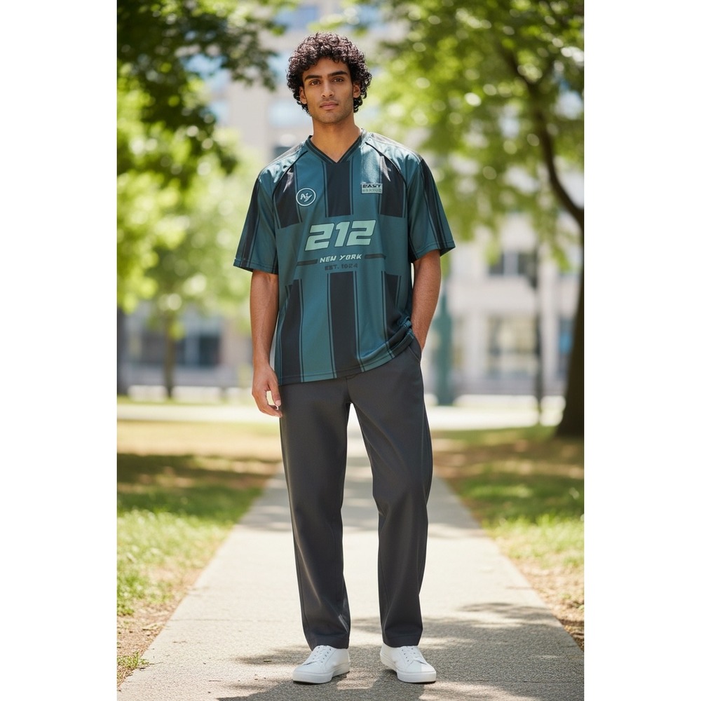 559 Brooklyn Cloth Mens 212 New York East Coast Jersey Teal Black Size M